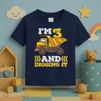 3rd Birthday Boy, I'm 3 And Digging It Truck Toddler T-Shirt thumb 3