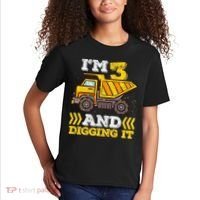 3rd Birthday Boy, I'm 3 And Digging It Truck Kids T-Shirt thumb 2
