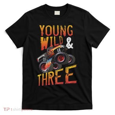 3rd Birthday Boy Monster Truck Rule Jam Three Years T-Shirt