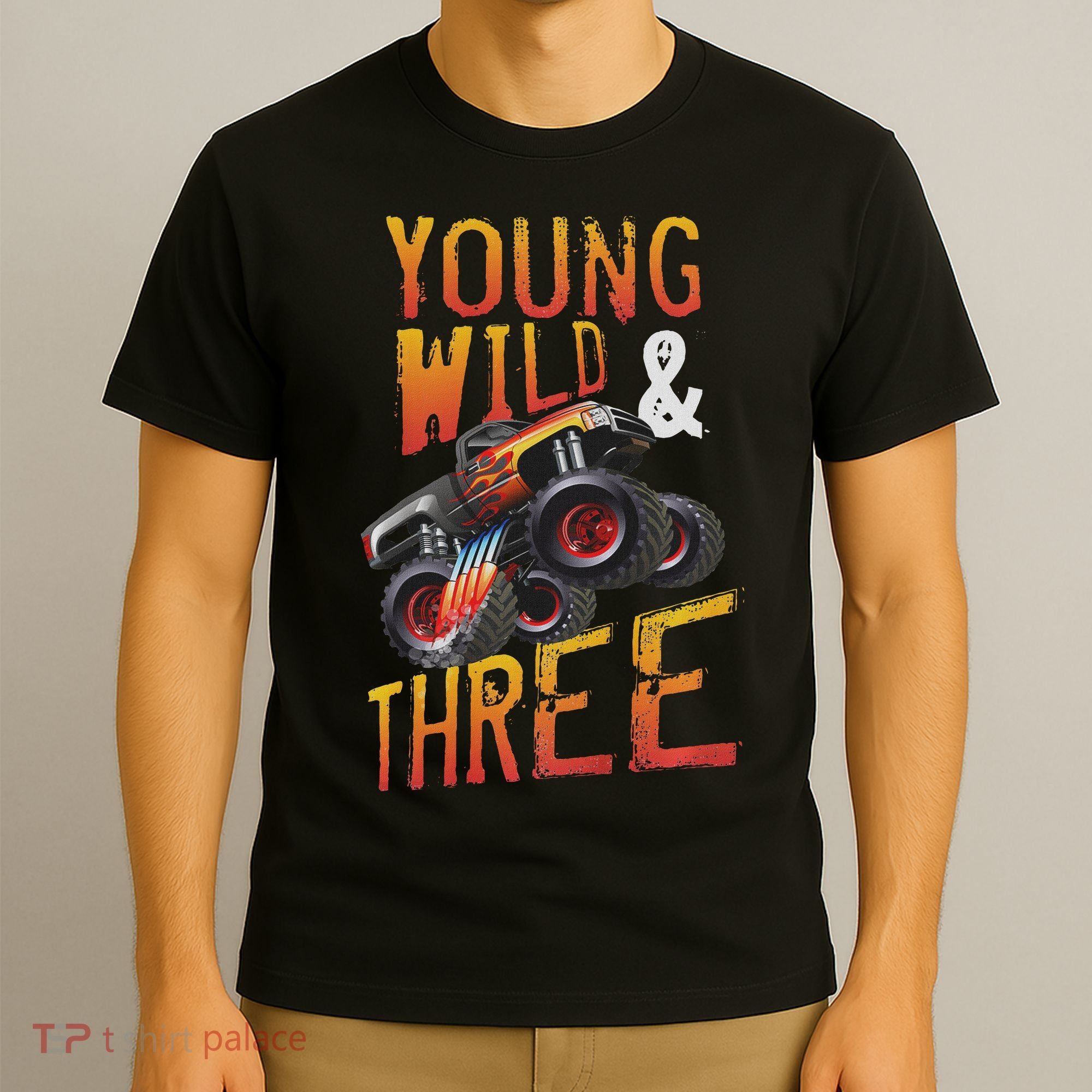 3rd Birthday Boy Monster Truck Rule Jam Three Years T-Shirt