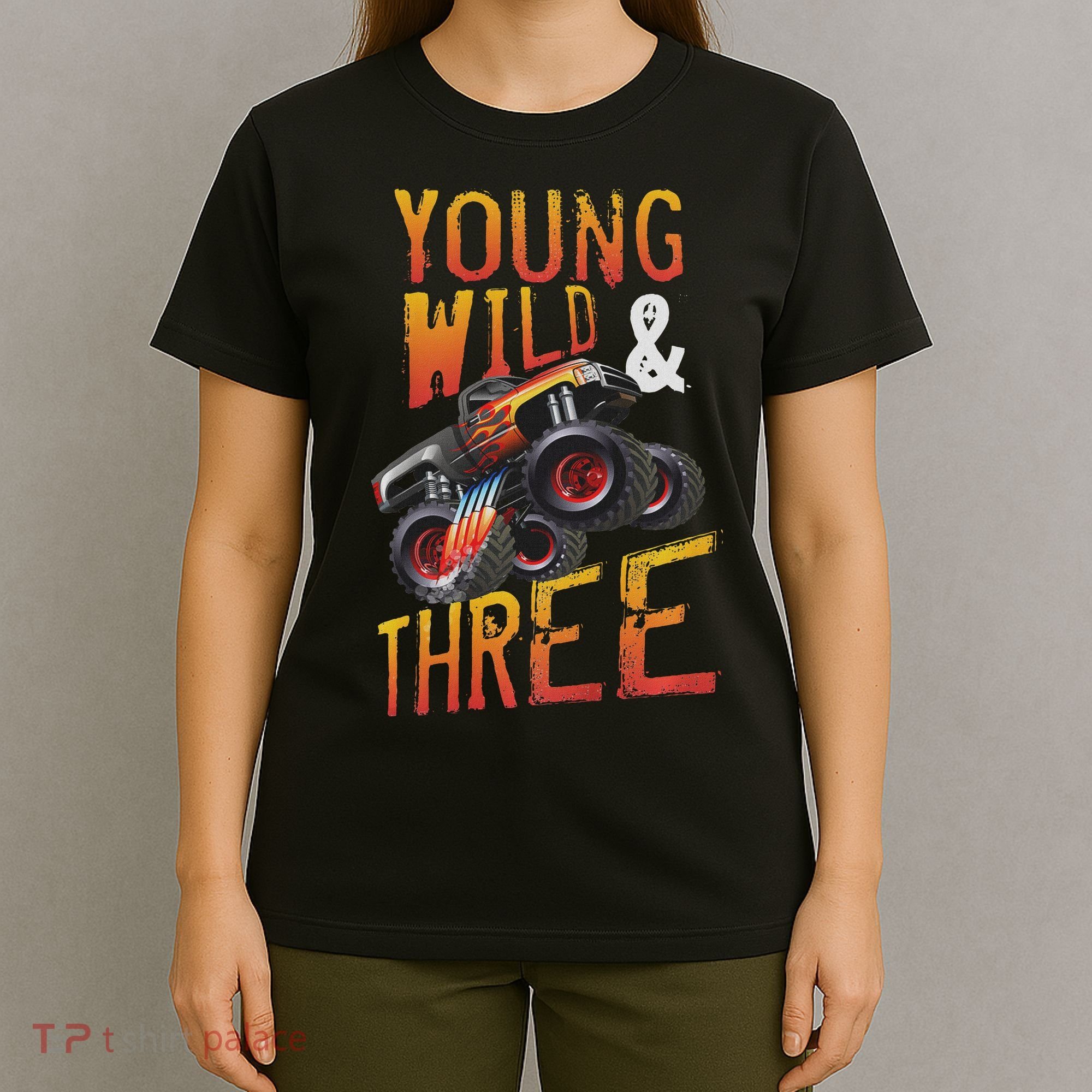 3rd Birthday Boy Monster Truck Rule Jam Three Years T-Shirt