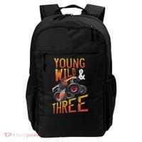 3rd Birthday Boy Monster Truck Rule Jam Three Years Backpack thumb 0