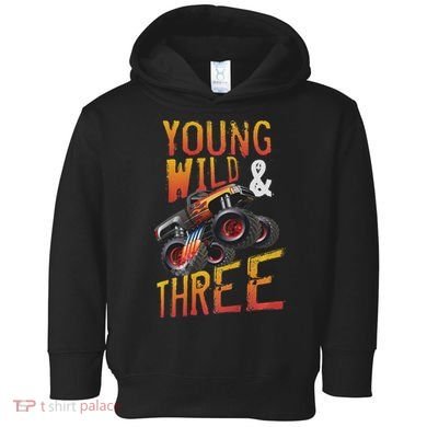 3rd Birthday Boy Monster Truck Rule Jam Three Years Toddler Hoodie