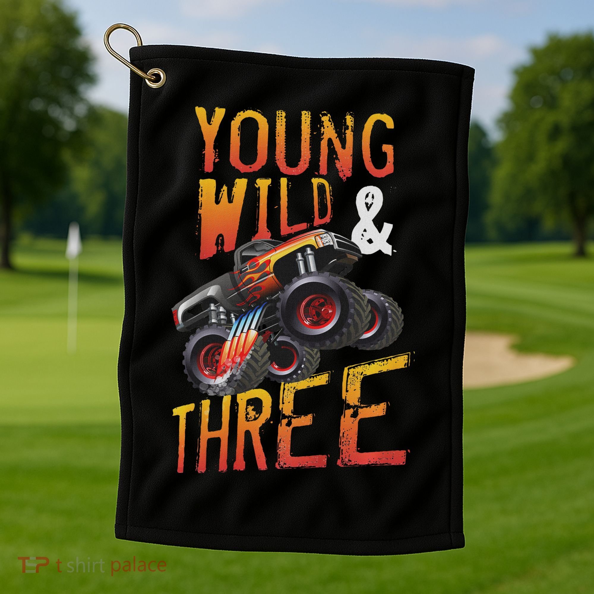 3rd Birthday Boy Monster Truck Rule Jam Three Years Golf Towel