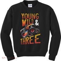 3rd Birthday Boy Monster Truck Rule Jam Three Years Kids Sweatshirt thumb 0