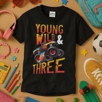 3rd Birthday Boy Monster Truck Rule Jam Three Years Kids T-Shirt thumb 3
