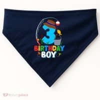 3rd Birthday Boy Fishing Fish Bday Party Decorations USA-Made Doggie Bandana thumb 0