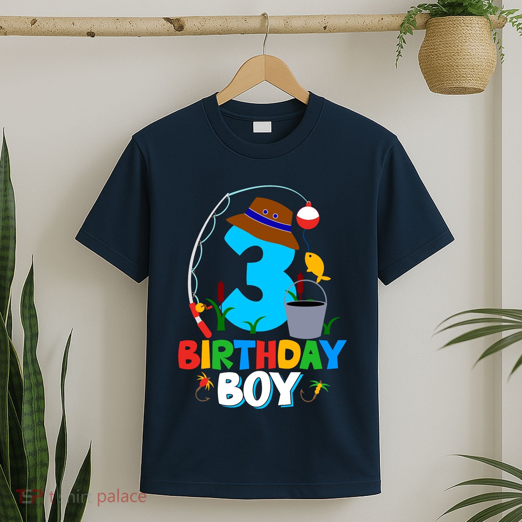 3rd Birthday Boy Fishing Fish Bday Party Decorations T-Shirt