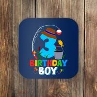3rd Birthday Boy Fishing Fish Bday Party Decorations Coaster thumb 0