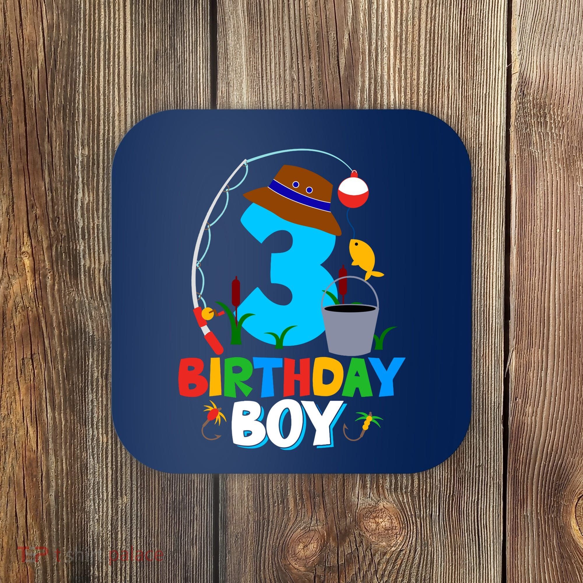 3rd Birthday Boy Fishing Fish Bday Party Decorations Coaster