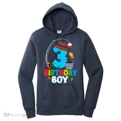 3rd Birthday Boy Fishing Fish Bday Party Decorations Women's Hoodie