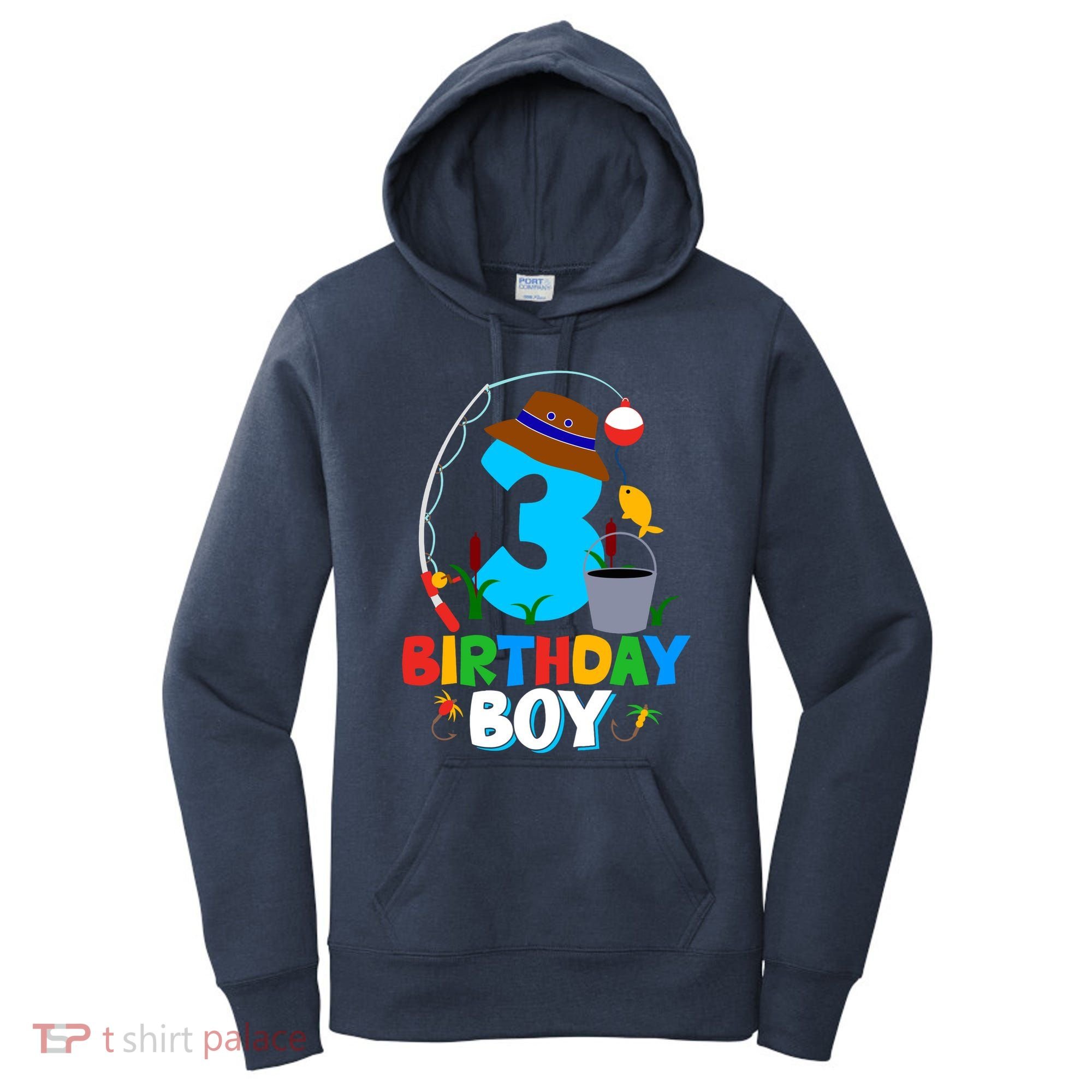 3rd Birthday Boy Fishing Fish Bday Party Decorations Women's Hoodie