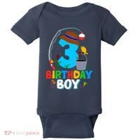 3rd Birthday Boy Fishing Fish Bday Party Decorations Baby Bodysuit thumb 0