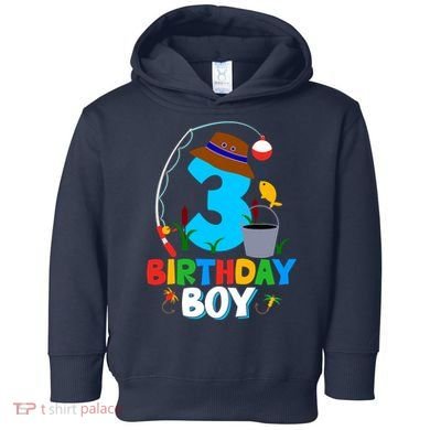 3rd Birthday Boy Fishing Fish Bday Party Decorations Toddler Hoodie