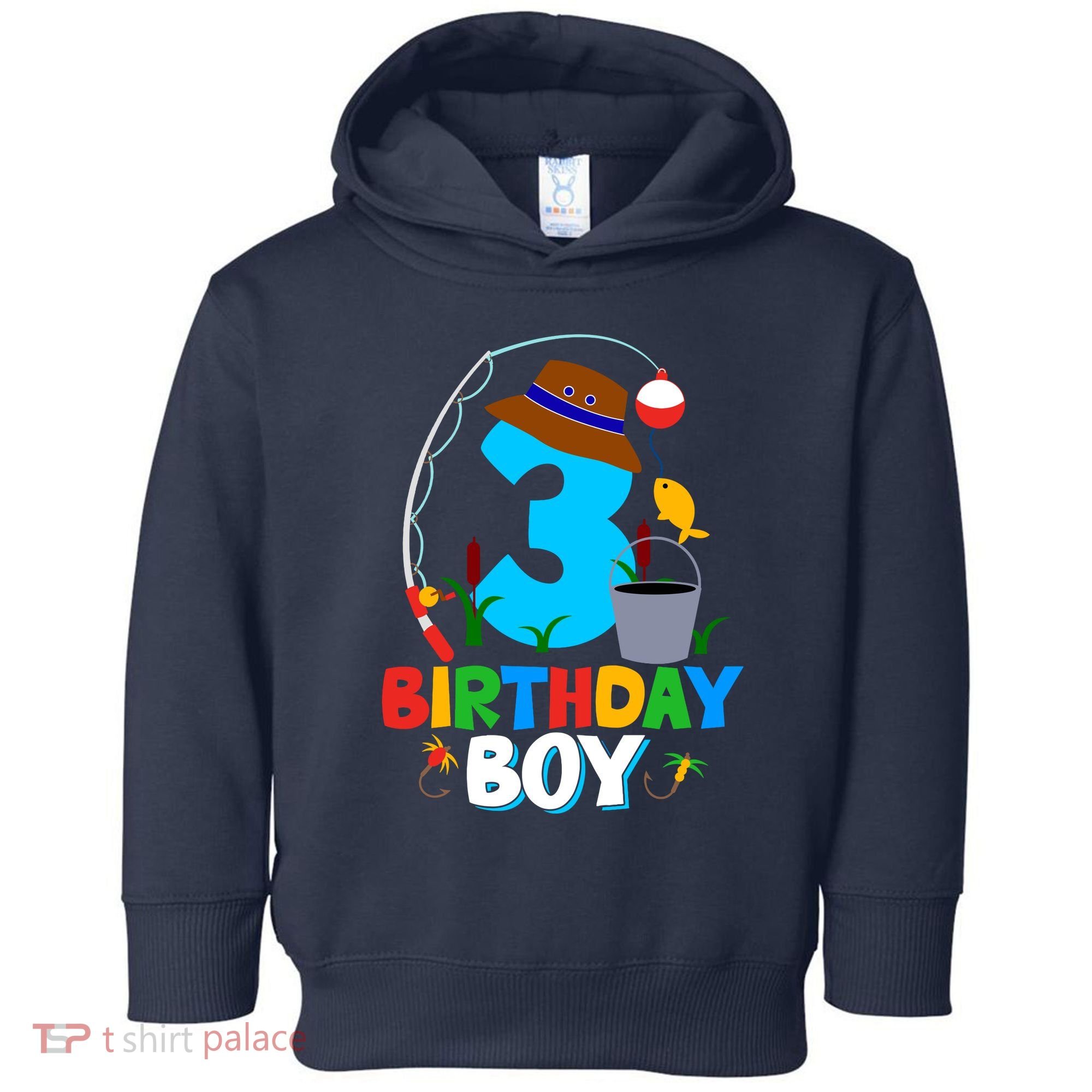 3rd Birthday Boy Fishing Fish Bday Party Decorations Toddler Hoodie