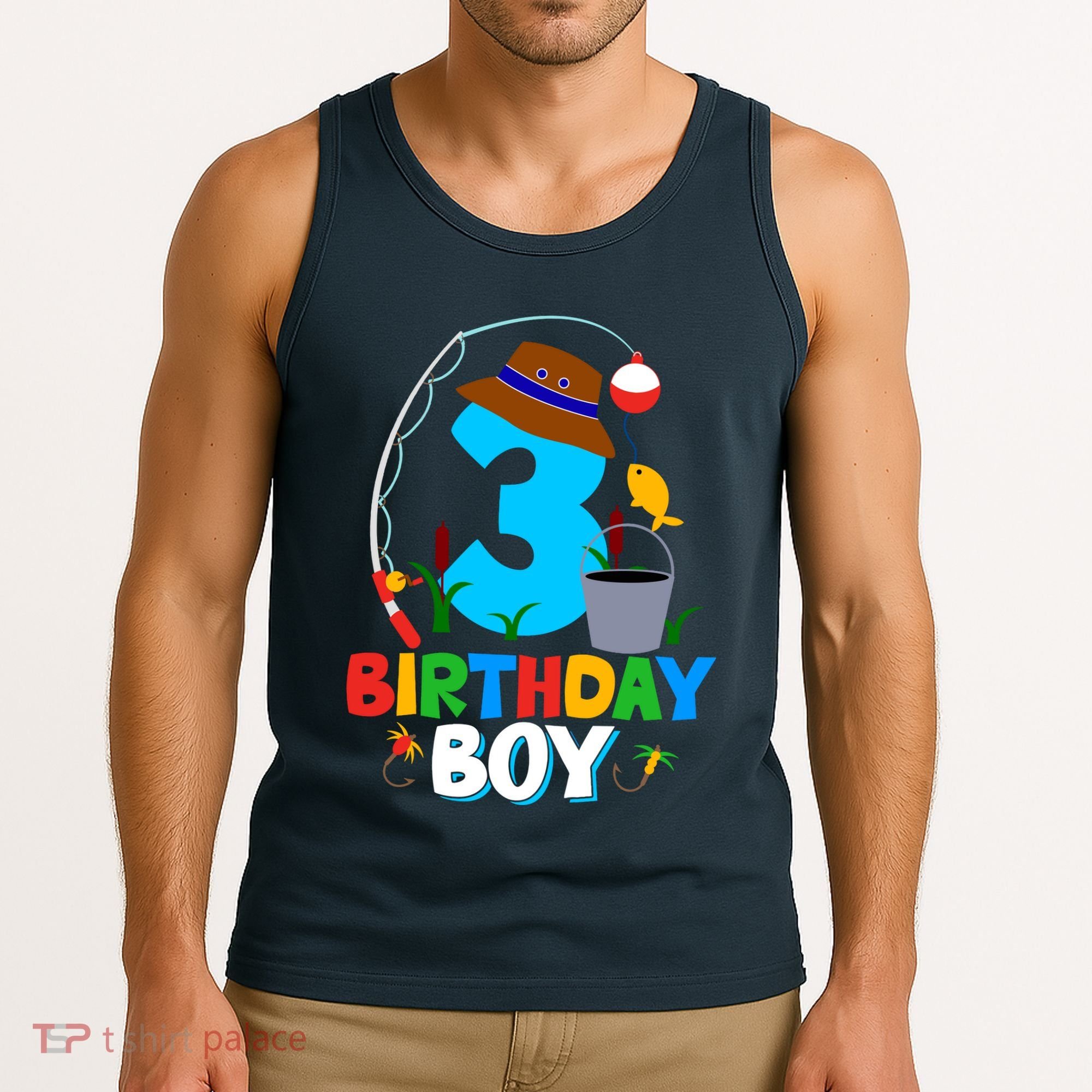 3rd Birthday Boy Fishing Fish Bday Party Decorations Tank Top