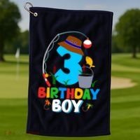 3rd Birthday Boy Fishing Fish Bday Party Decorations Golf Towel thumb 1