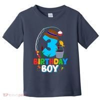 3rd Birthday Boy Fishing Fish Bday Party Decorations Toddler T-Shirt thumb 0