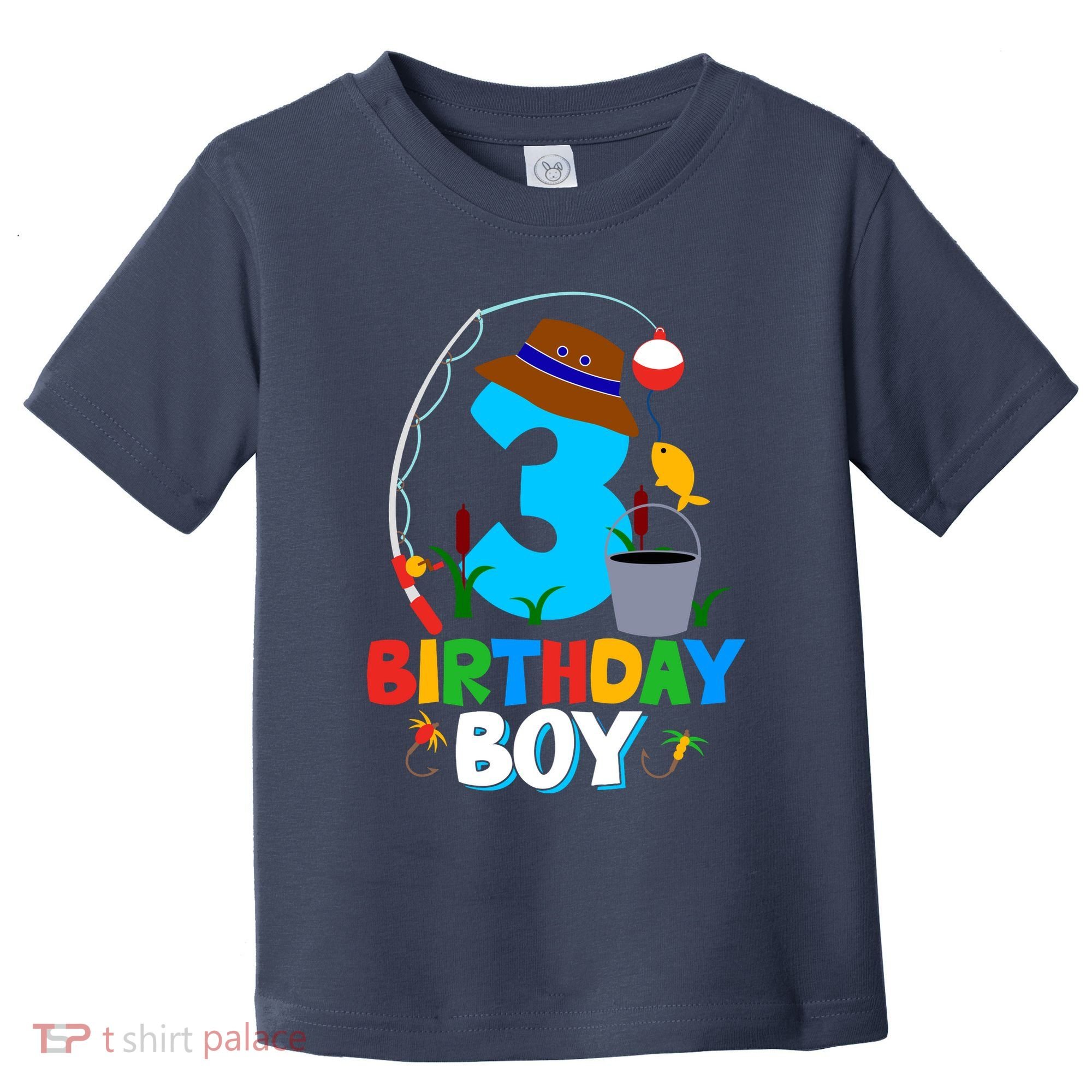 3rd Birthday Boy Fishing Fish Bday Party Decorations Toddler T-Shirt