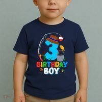 3rd Birthday Boy Fishing Fish Bday Party Decorations Toddler T-Shirt thumb 2