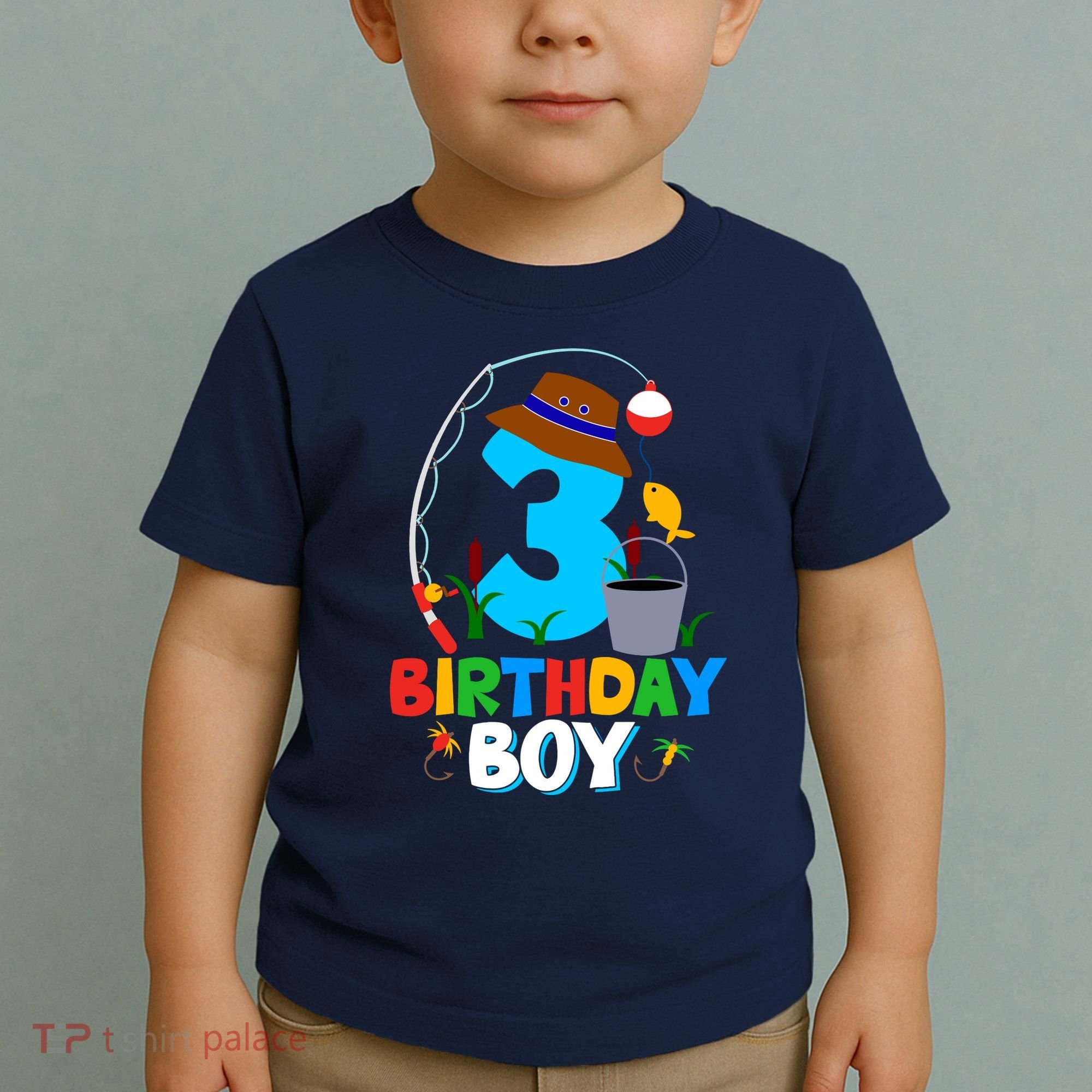3rd Birthday Boy Fishing Fish Bday Party Decorations Toddler T-Shirt