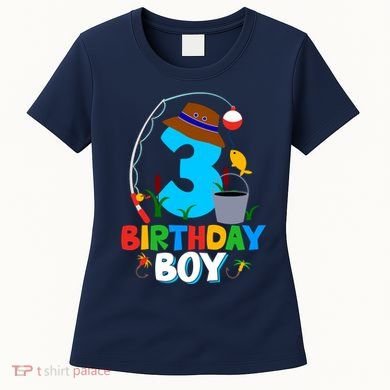 3rd Birthday Boy Fishing Fish Bday Party Decorations Women's T-Shirt