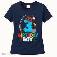 3rd Birthday Boy Fishing Fish Bday Party Decorations Women's T-Shirt thumb 0