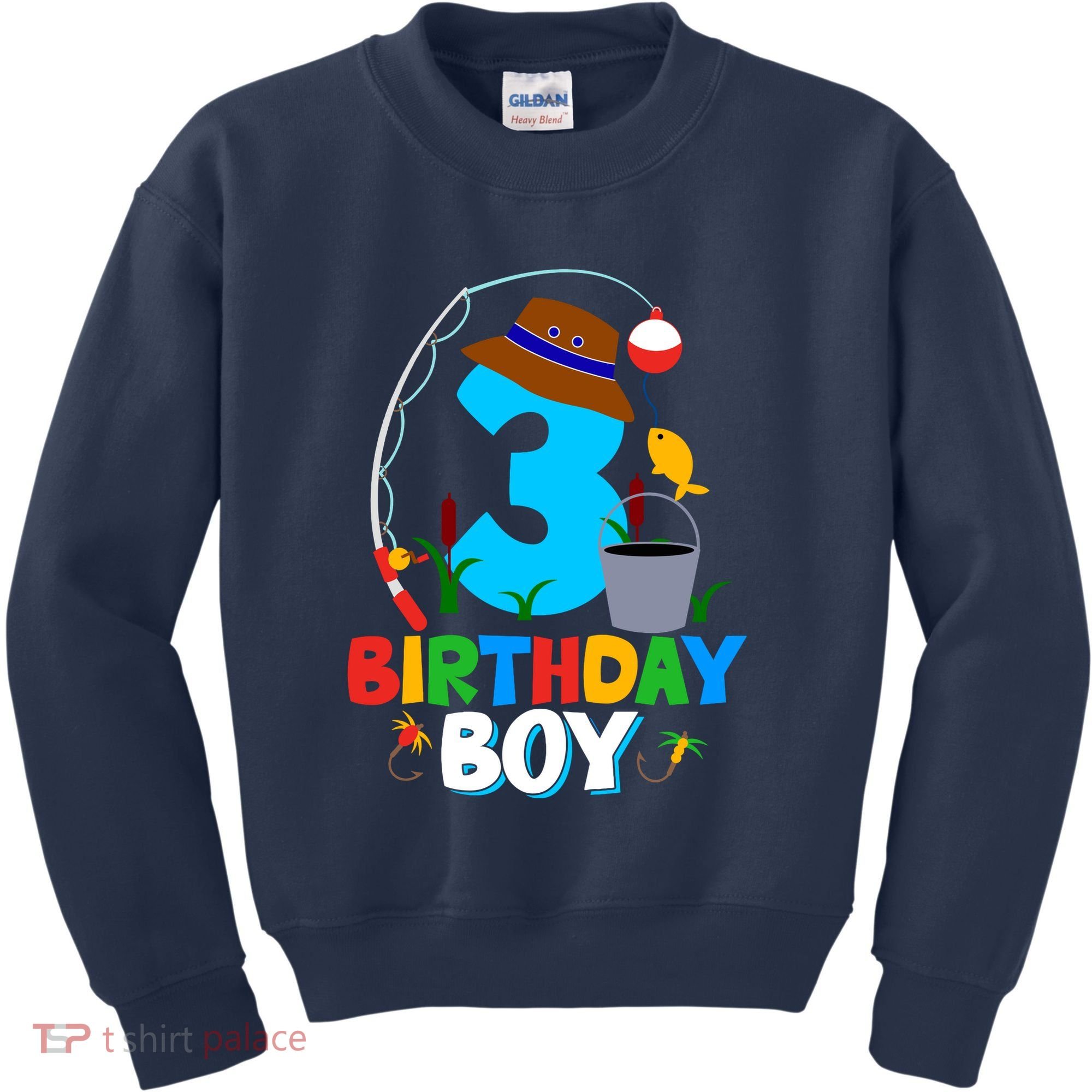 3rd Birthday Boy Fishing Fish Bday Party Decorations Kids Sweatshirt