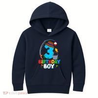 3rd Birthday Boy Fishing Fish Bday Party Decorations Kids Hoodie thumb 0