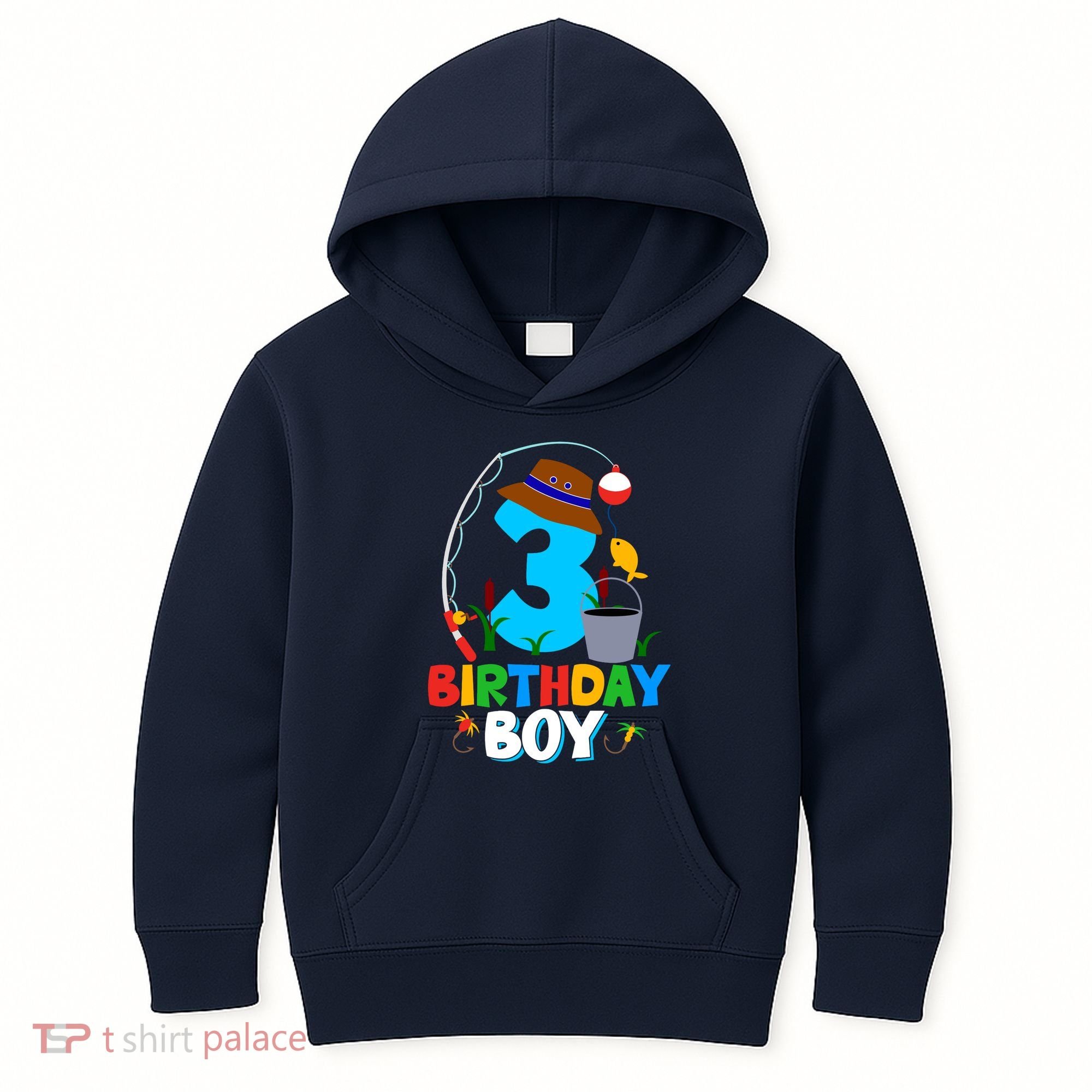 3rd Birthday Boy Fishing Fish Bday Party Decorations Kids Hoodie