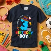 3rd Birthday Boy Fishing Fish Bday Party Decorations Kids T-Shirt thumb 3