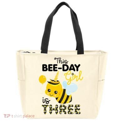 3rd Birthday Bee Themed 3 Year Old Bday Matching Party Tote Bag
