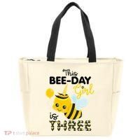 3rd Birthday Bee Themed 3 Year Old Bday Matching Party Tote Bag thumb 0