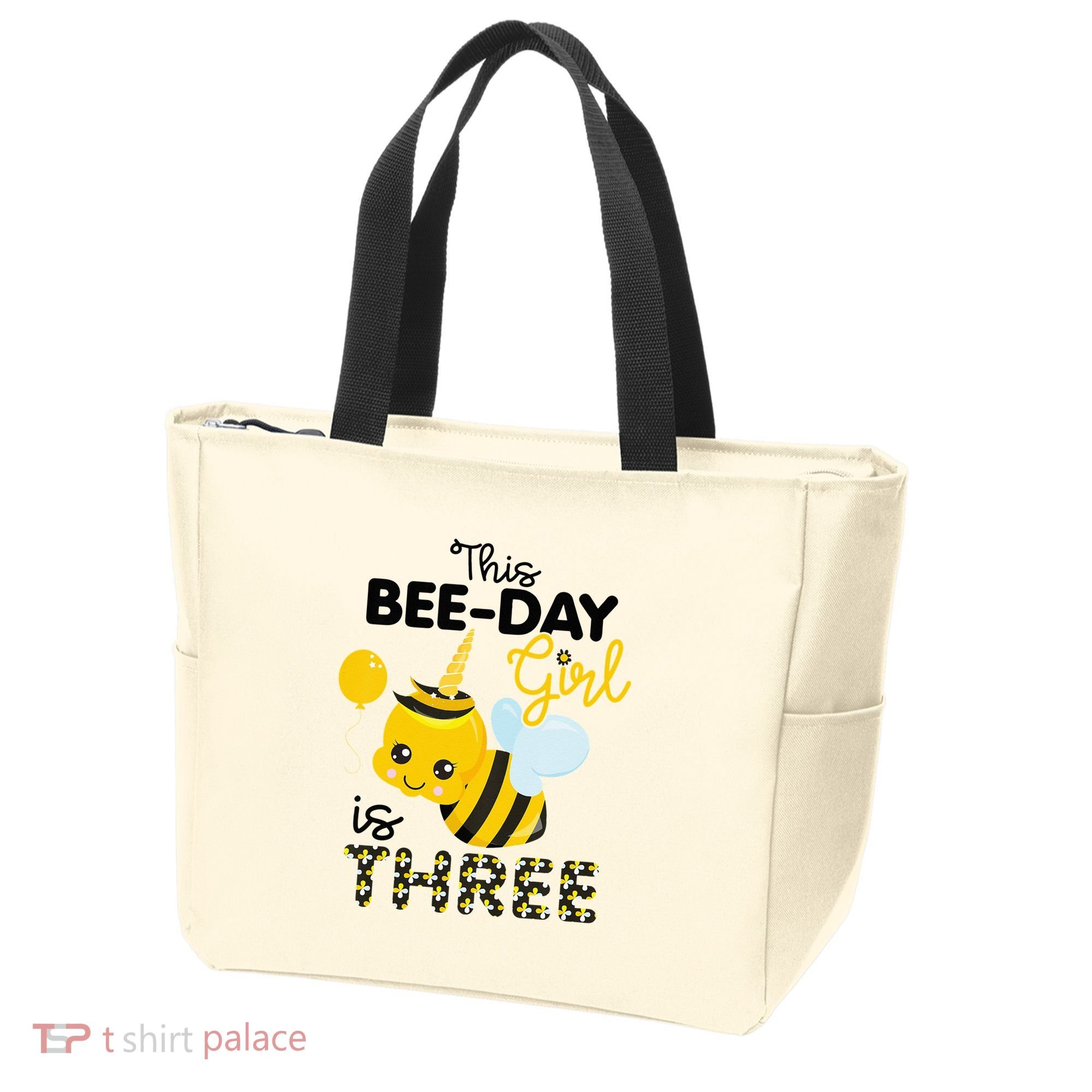 3rd Birthday Bee Themed 3 Year Old Bday Matching Party Tote Bag
