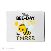 3rd Birthday Bee Themed 3 Year Old Bday Matching Party Mousepad thumb 0