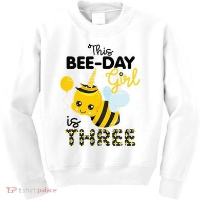 3rd Birthday Bee Themed 3 Year Old Bday Matching Party Kids Sweatshirt