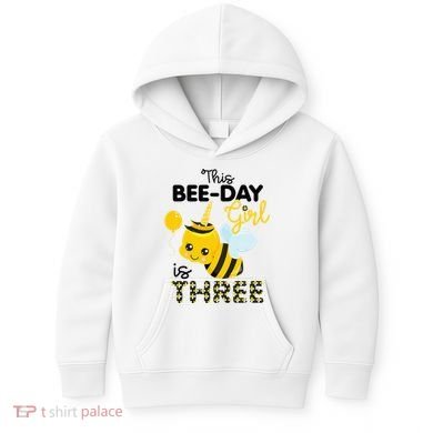 3rd Birthday Bee Themed 3 Year Old Bday Matching Party Kids Hoodie