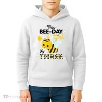 3rd Birthday Bee Themed 3 Year Old Bday Matching Party Kids Hoodie thumb 4