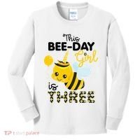 3rd Birthday Bee Themed 3 Year Old Bday Matching Party Kids Long Sleeve Shirt thumb 0