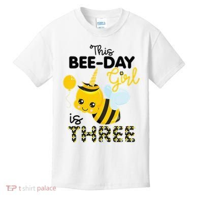 3rd Birthday Bee Themed 3 Year Old Bday Matching Party Kids T-Shirt