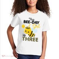 3rd Birthday Bee Themed 3 Year Old Bday Matching Party Kids T-Shirt thumb 2