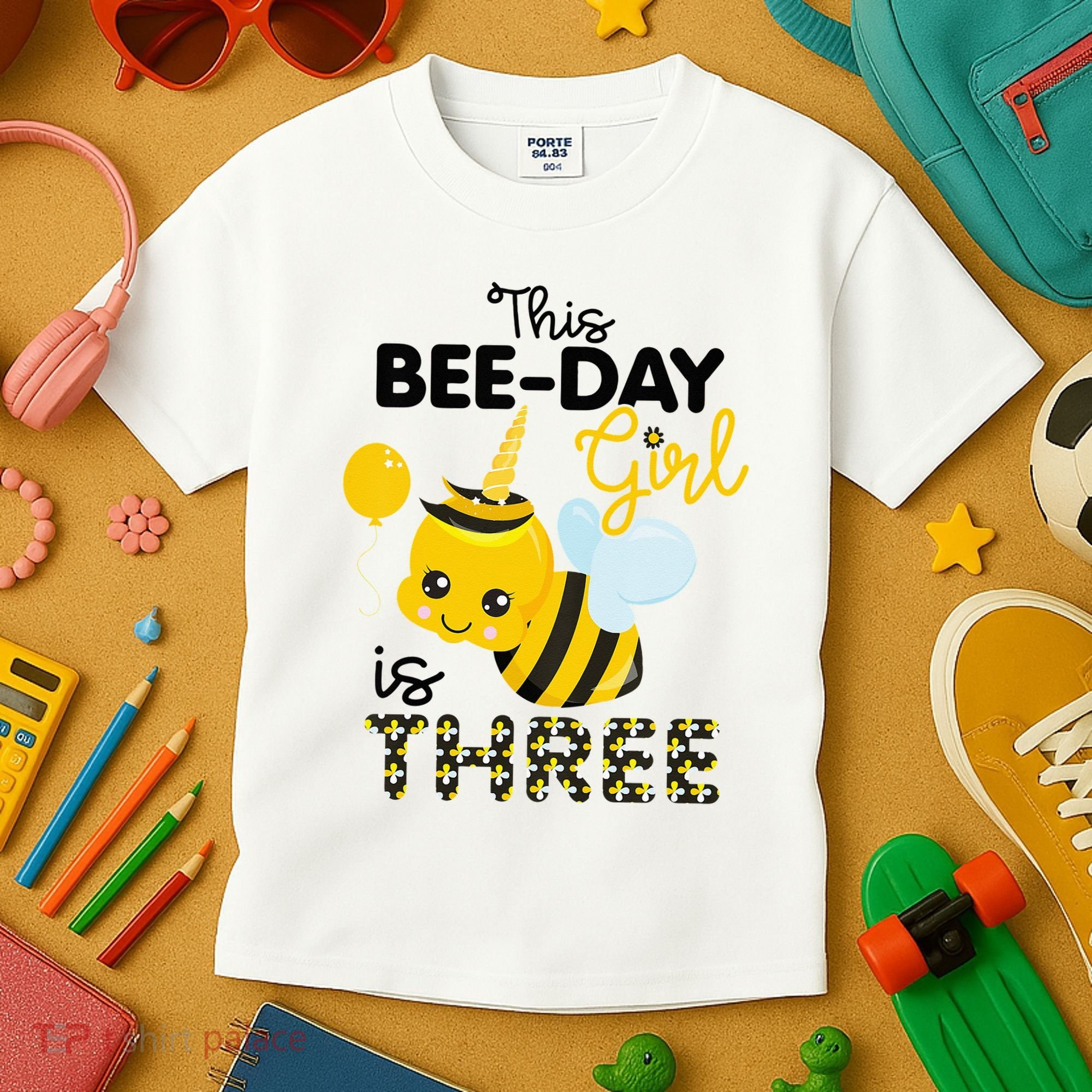 3rd Birthday Bee Themed 3 Year Old Bday Matching Party Kids T-Shirt