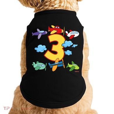 3rd Birthday Boy Airplane Pilot 3 Years Birthday Doggie Tank
