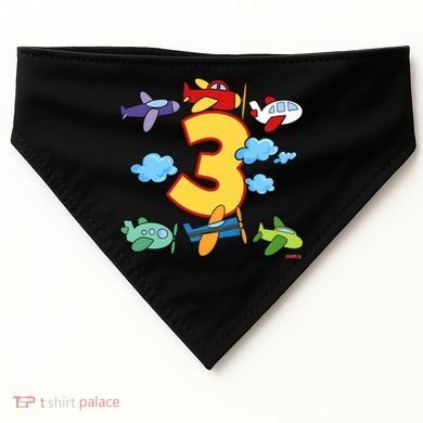 3rd Birthday Boy Airplane Pilot 3 Years Birthday USA-Made Doggie Bandana