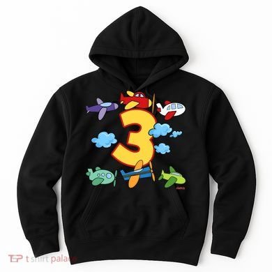 3rd Birthday Boy Airplane Pilot 3 Years Birthday Hoodie