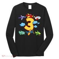 3rd Birthday Boy Airplane Pilot 3 Years Birthday Long Sleeve Shirt thumb 0