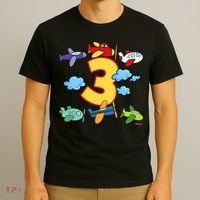 3rd Birthday Boy Airplane Pilot 3 Years Birthday T-Shirt thumb 3