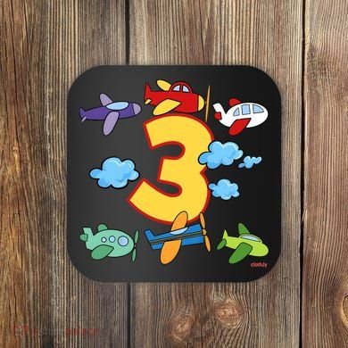 3rd Birthday Boy Airplane Pilot 3 Years Birthday Coaster