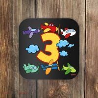 3rd Birthday Boy Airplane Pilot 3 Years Birthday Coaster thumb 0
