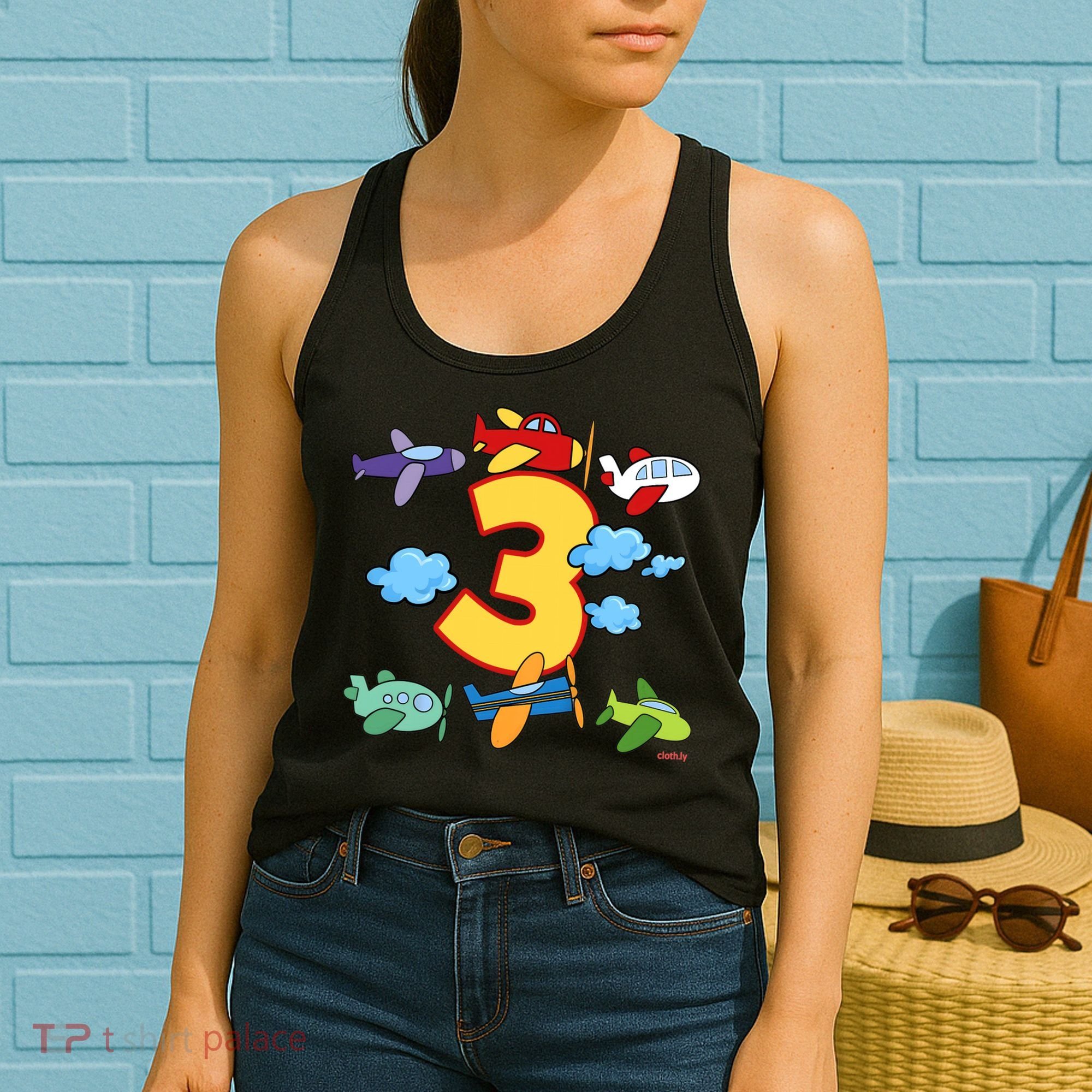 3rd Birthday Boy Airplane Pilot 3 Years Birthday Women's Tank Top